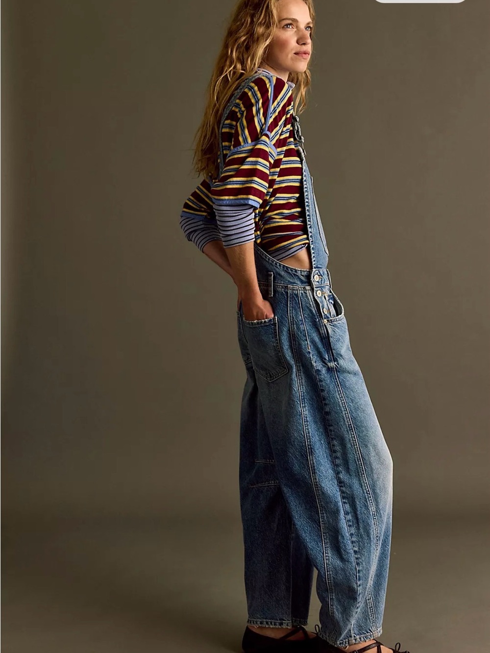 Free People Barrel Denim Overalls size S - Picture 3 of 3